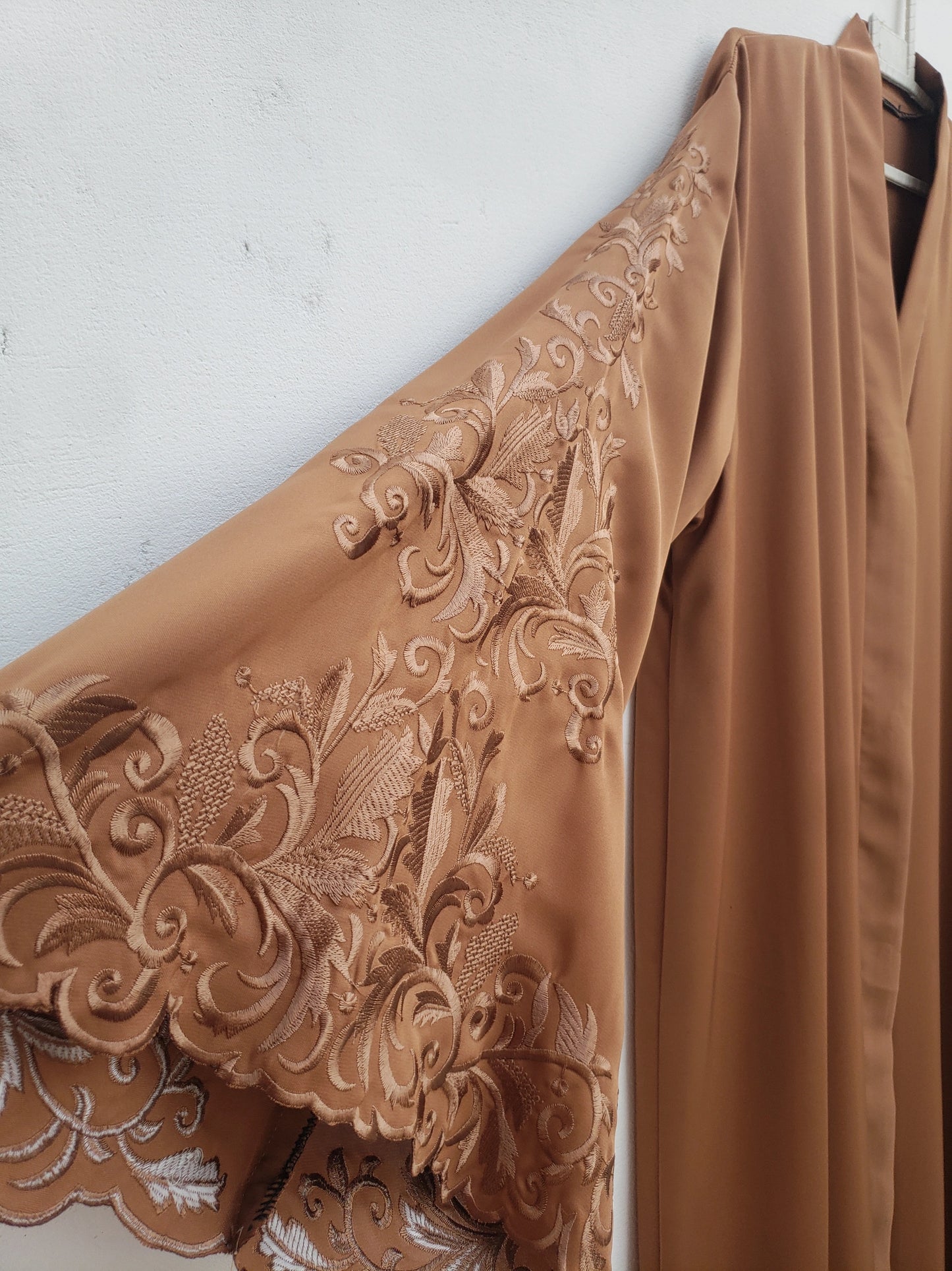 Light Brown Embroidered Sleeves abaya