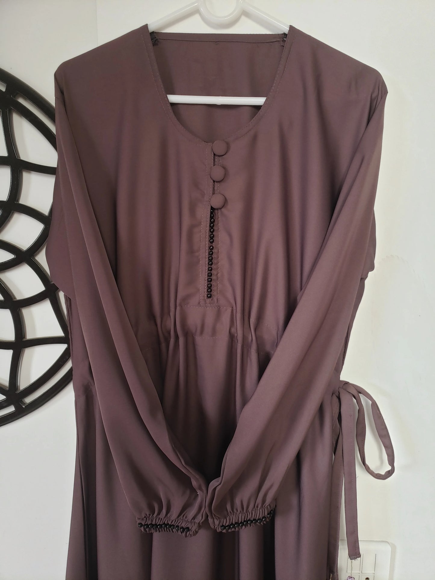 Taupe Purple Frock abaya