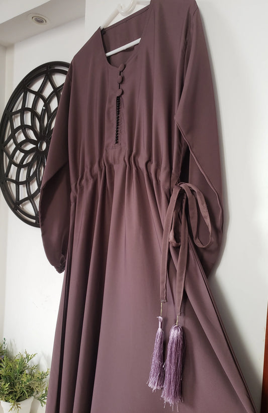 Taupe Purple Frock abaya