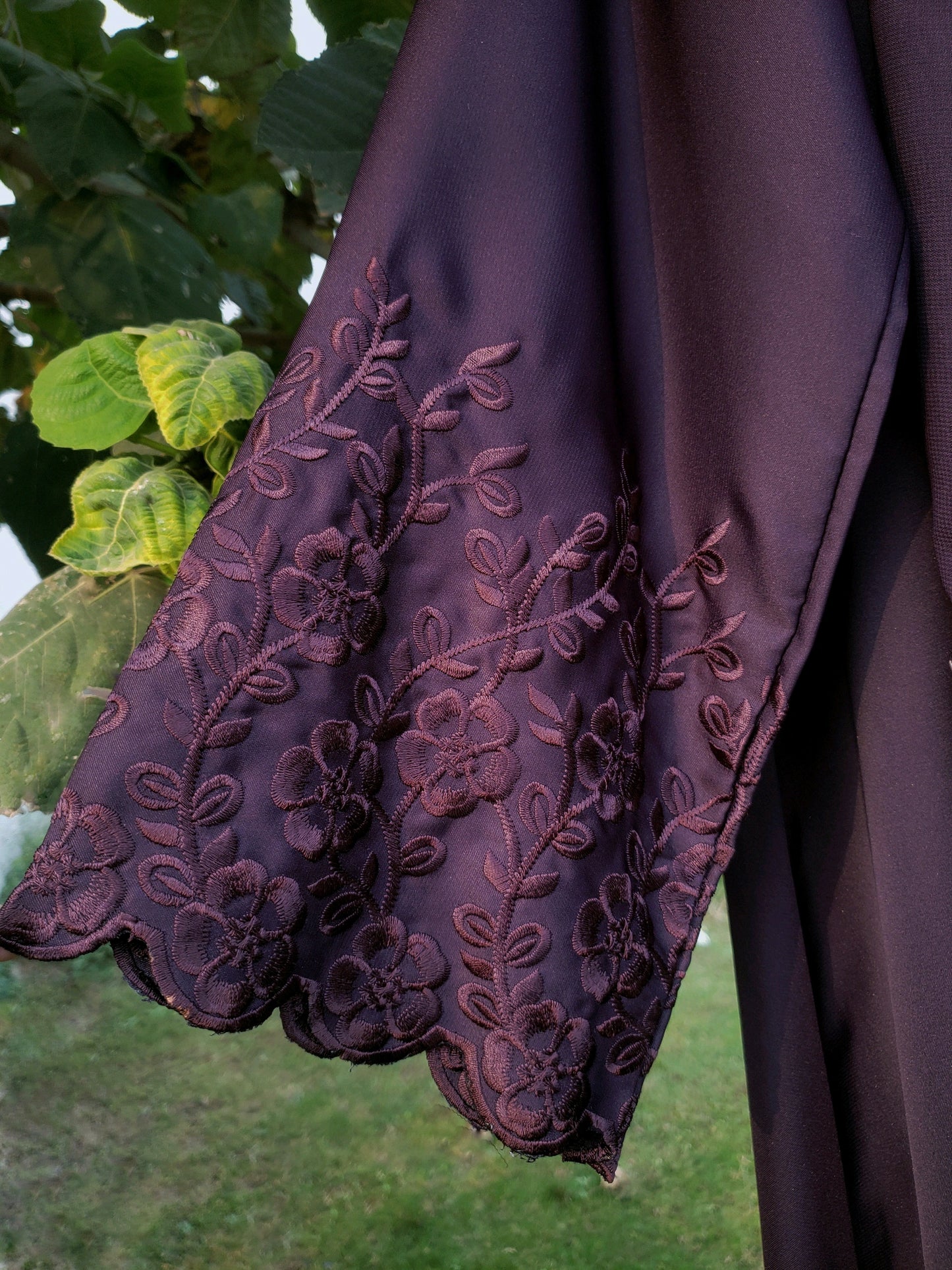 Purple Embroidered Sleeves abaya