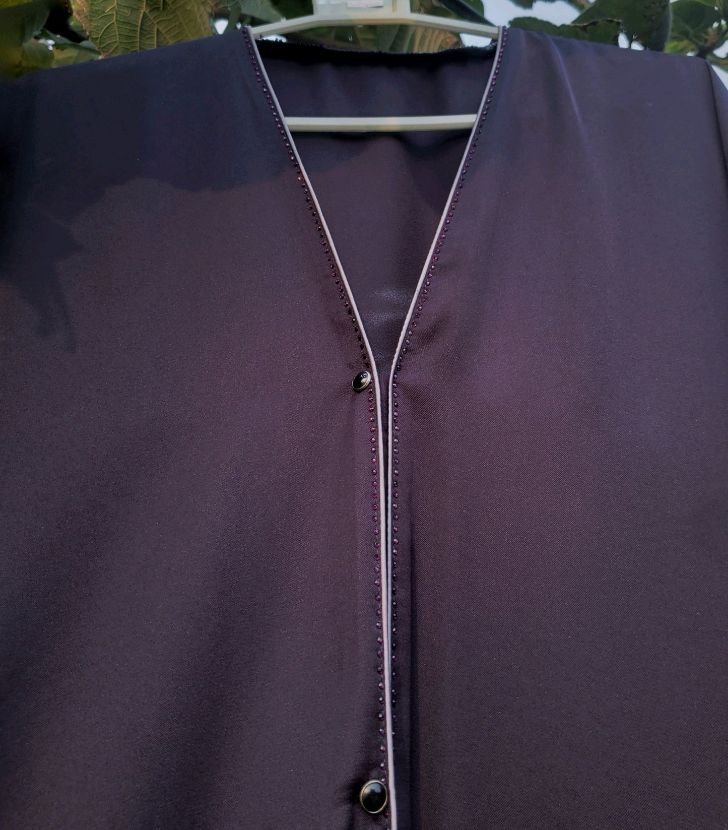 Purple Embroidered Sleeves abaya