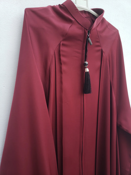 Maroon Full Zip abaya