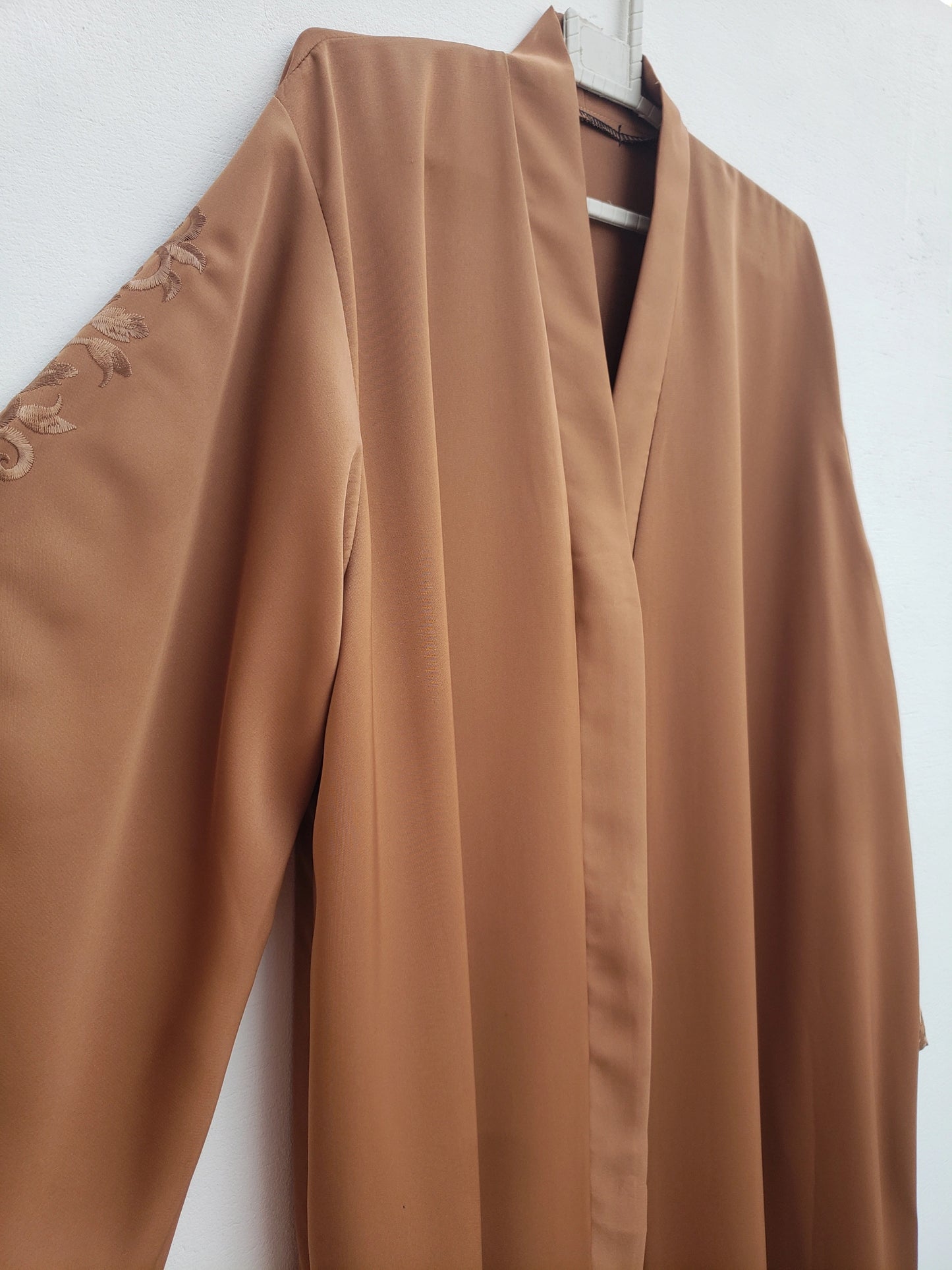Light Brown Embroidered Sleeves abaya