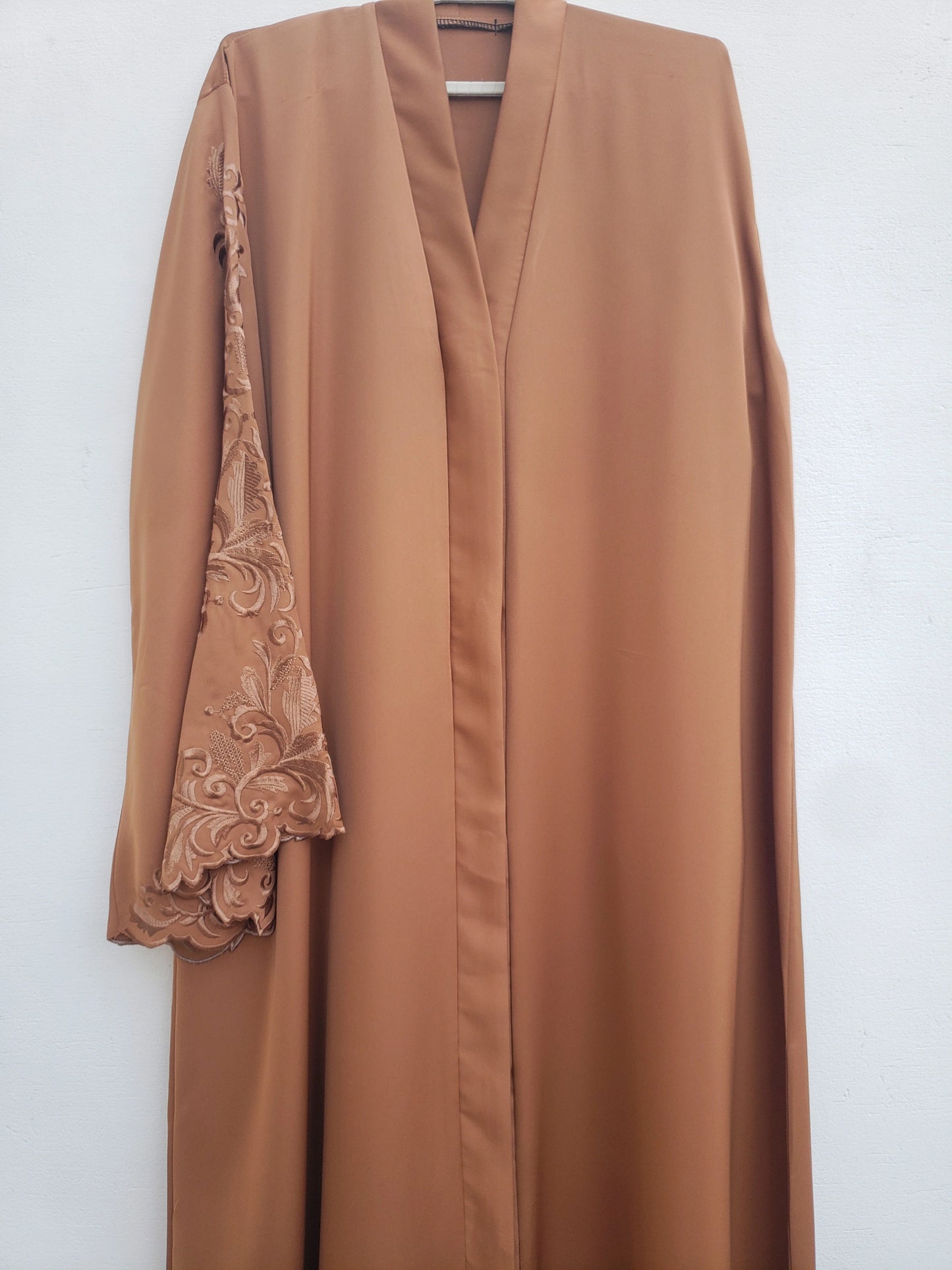 Light Brown Embroidered Sleeves abaya