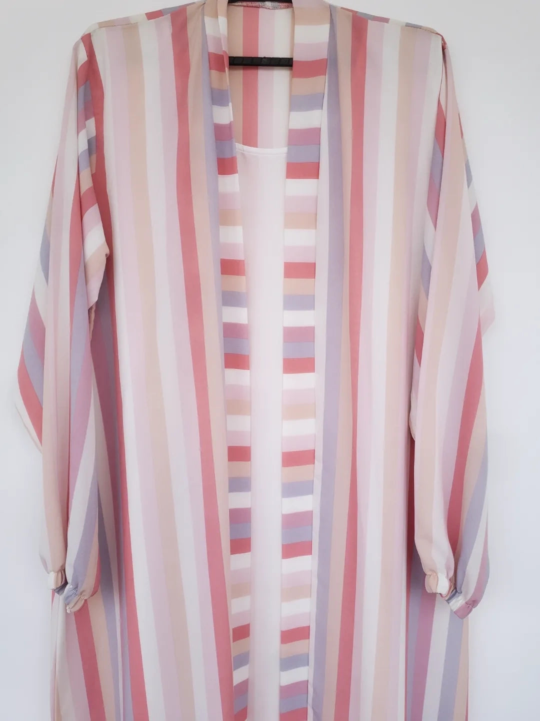 Pink Double Layer Printed abaya