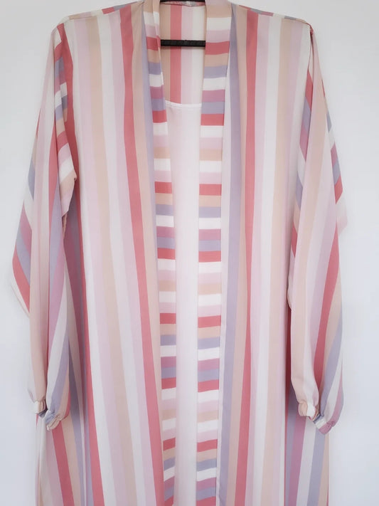 Pink Double Layer Printed abaya