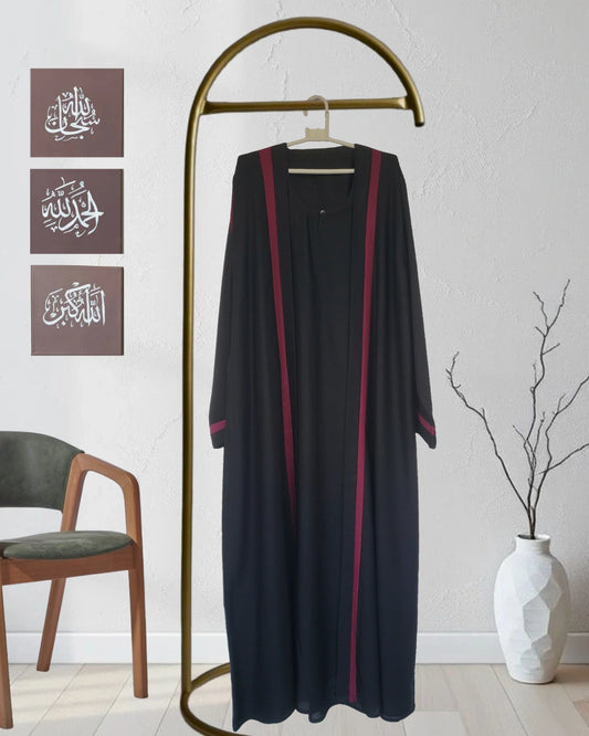 Black Abaya with Red strip