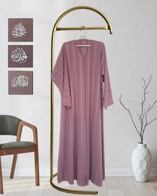 Tea pink Zoom striped abaya