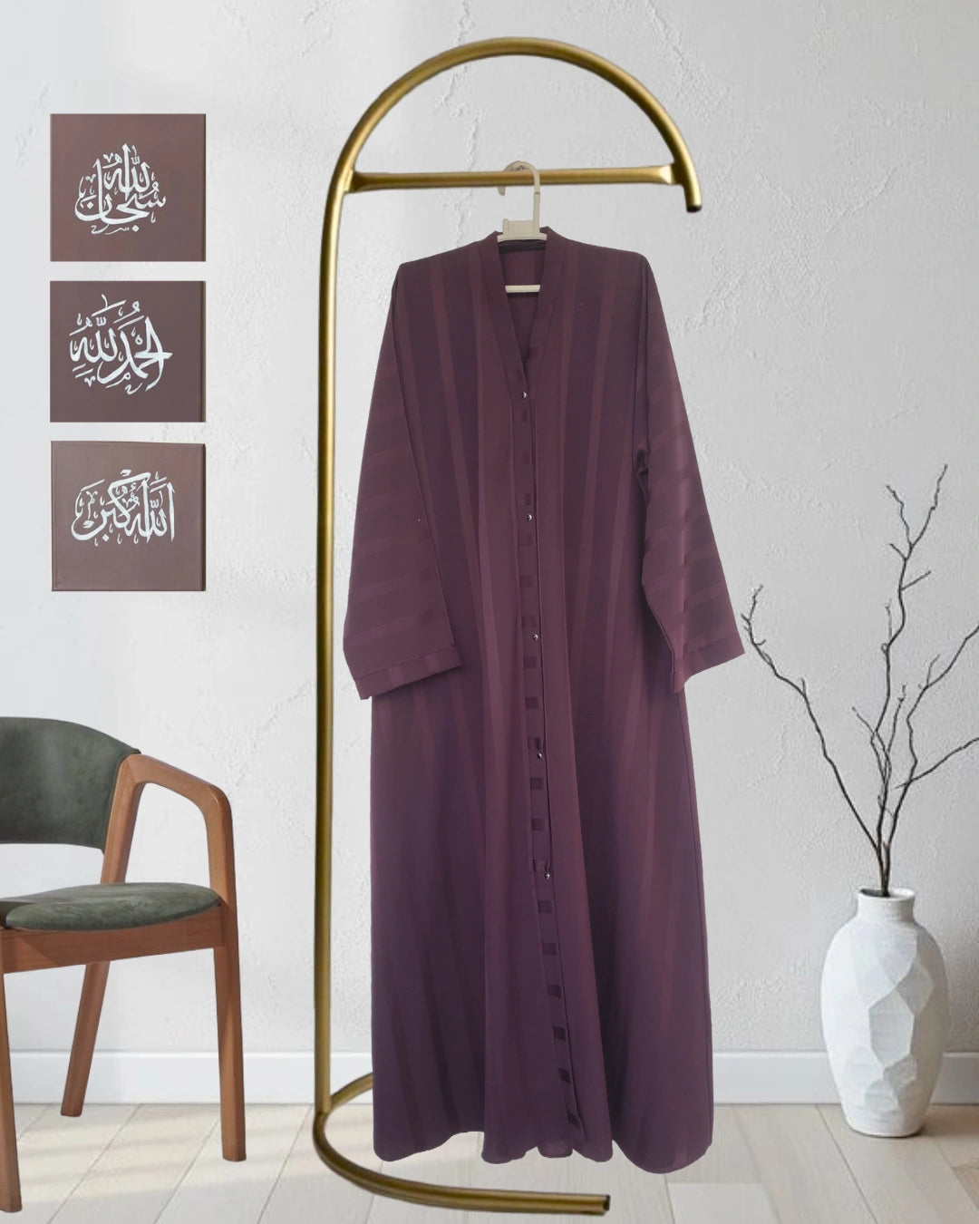 Purple Zoom striped abaya